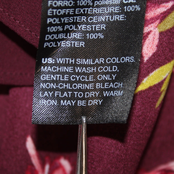 White House Black Market Dress Sz 4 Burgundy White Multi Color Floral Poly Dress