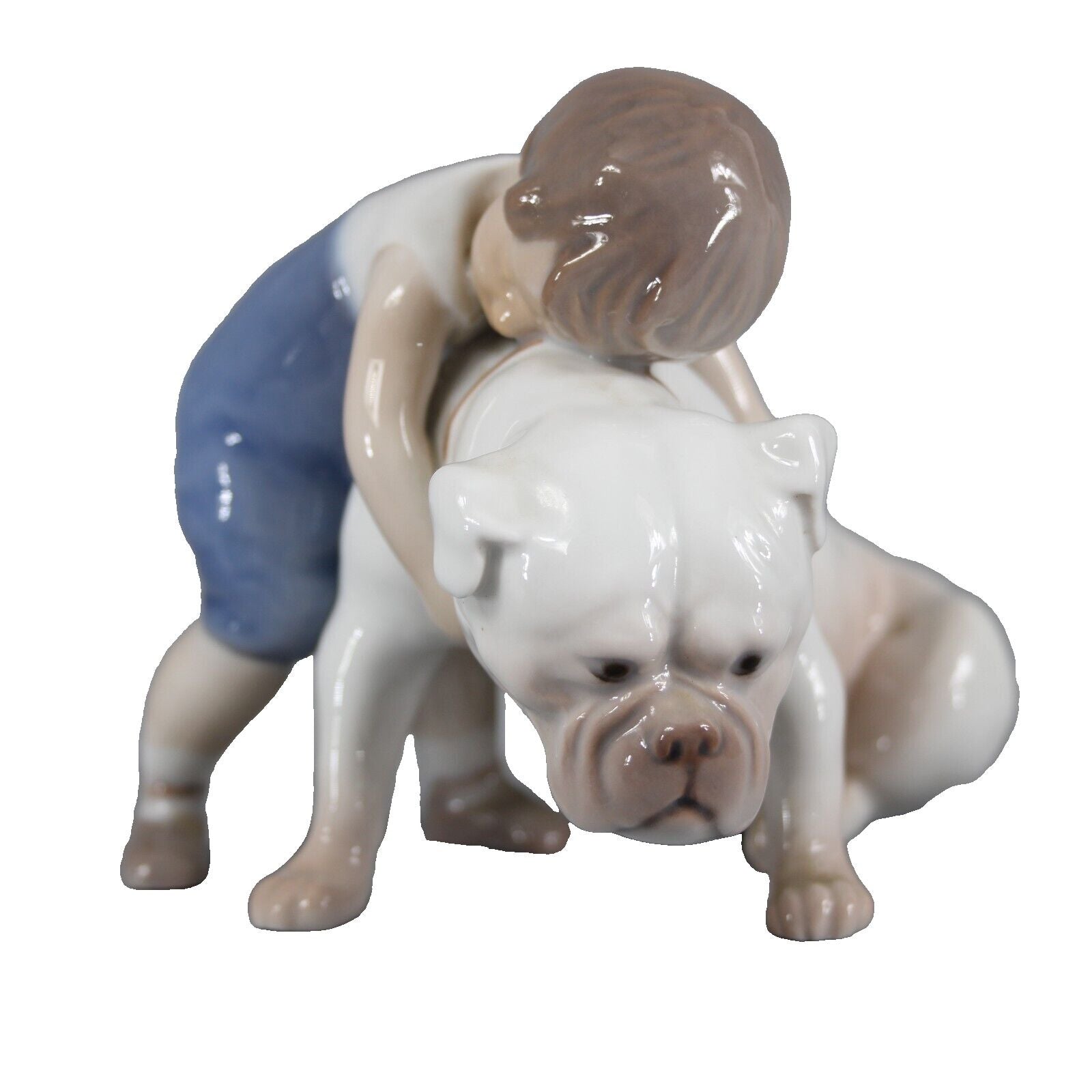 B & G Copenhagen Porcelain 1790BN Two Friends Boy With Bulldog 4" Figurine