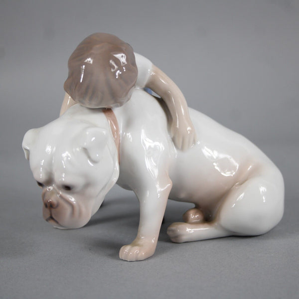 B & G Copenhagen Porcelain 1790BN Two Friends Boy With Bulldog 4" Figurine