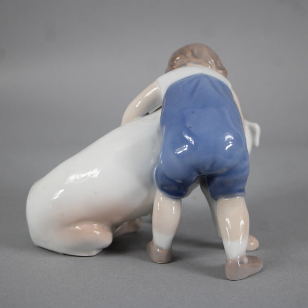 B & G Copenhagen Porcelain 1790BN Two Friends Boy With Bulldog 4" Figurine