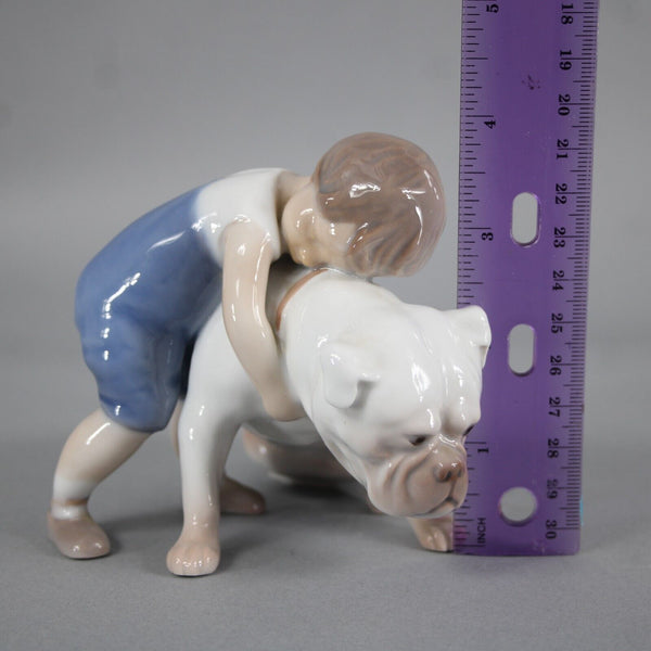 B & G Copenhagen Porcelain 1790BN Two Friends Boy With Bulldog 4" Figurine