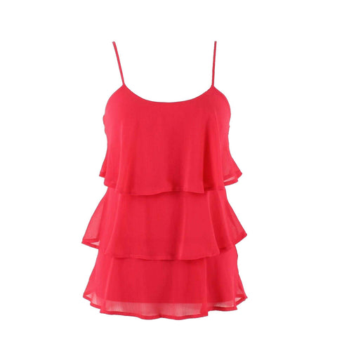 Candie's Sz XS Magenta 3 Layer Ruffle Lined 100% Polyester Top
