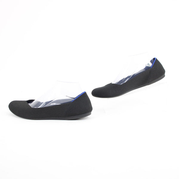 Rothys Sz 9 Black Royal Blue Trim Round Toe Slip On Knit Flats