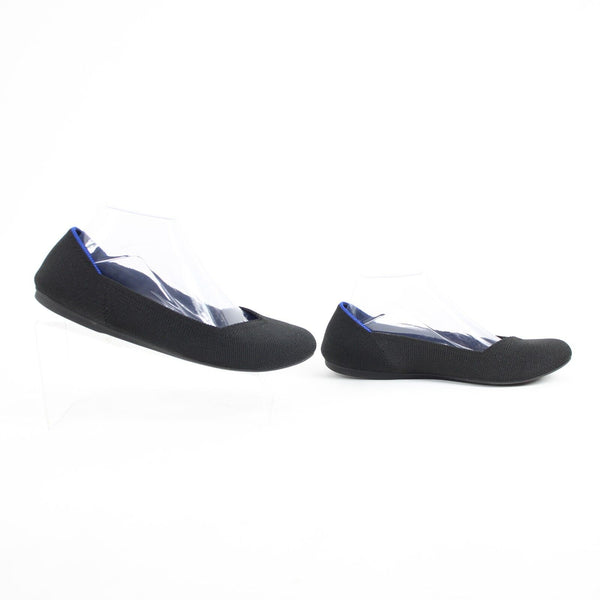 Rothys Sz 9 Black Royal Blue Trim Round Toe Slip On Knit Flats