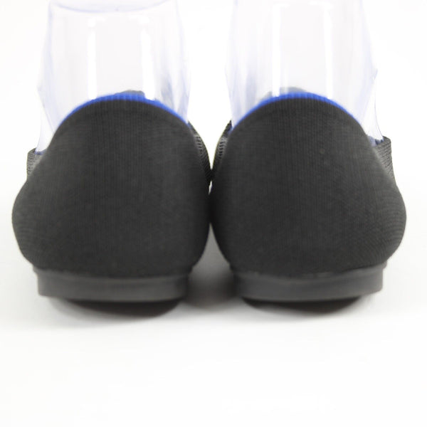 Rothys Sz 9 Black Royal Blue Trim Round Toe Slip On Knit Flats