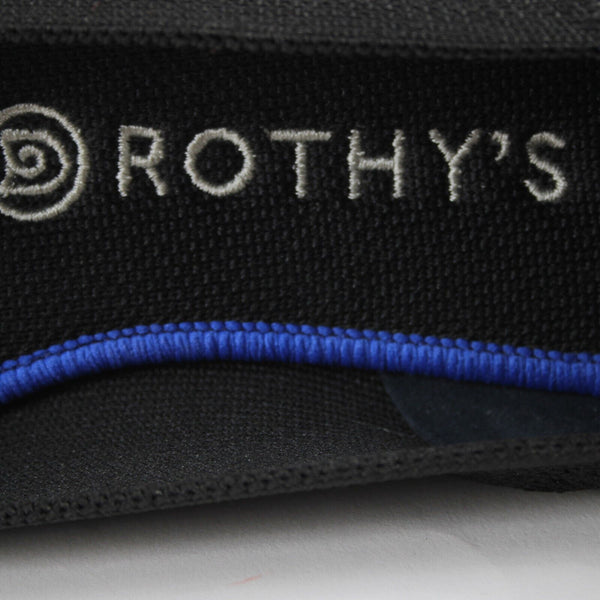 Rothys Sz 9 Black Royal Blue Trim Round Toe Slip On Knit Flats