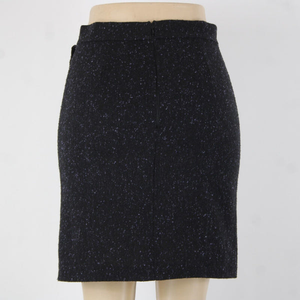 BB Dakota Sz 4 Black Purple Ruffle Unlined Wool Polyester Pencil Skirt