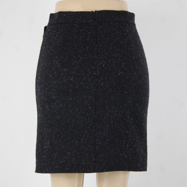 BB Dakota Sz 4 Black Purple Ruffle Unlined Wool Polyester Pencil Skirt