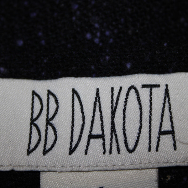 BB Dakota Sz 4 Black Purple Ruffle Unlined Wool Polyester Pencil Skirt
