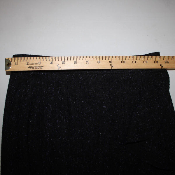 BB Dakota Sz 4 Black Purple Ruffle Unlined Wool Polyester Pencil Skirt