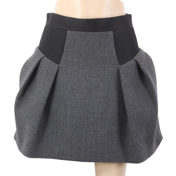 Milly Skirt Sz 4 Gray Black Pleated Zipper Pockets Above Knee Wool Poly Skirt