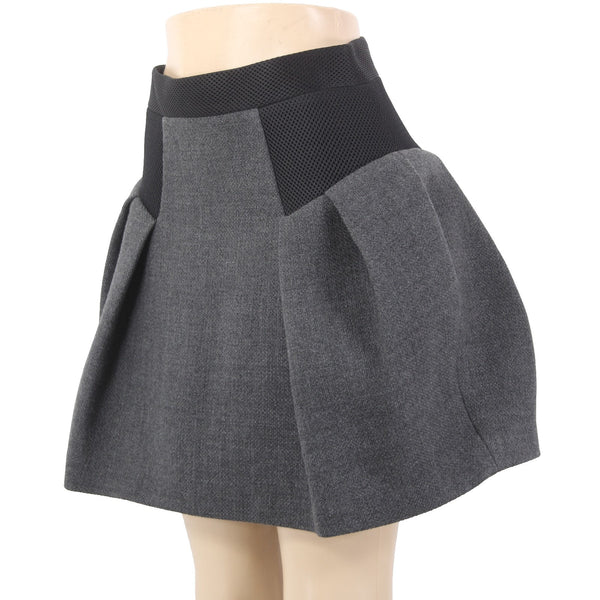 Milly Skirt Sz 4 Gray Black Pleated Zipper Pockets Above Knee Wool Poly Skirt