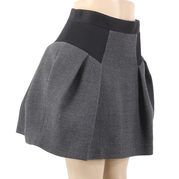 Milly Skirt Sz 4 Gray Black Pleated Zipper Pockets Above Knee Wool Poly Skirt