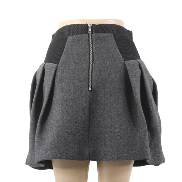 Milly Skirt Sz 4 Gray Black Pleated Zipper Pockets Above Knee Wool Poly Skirt