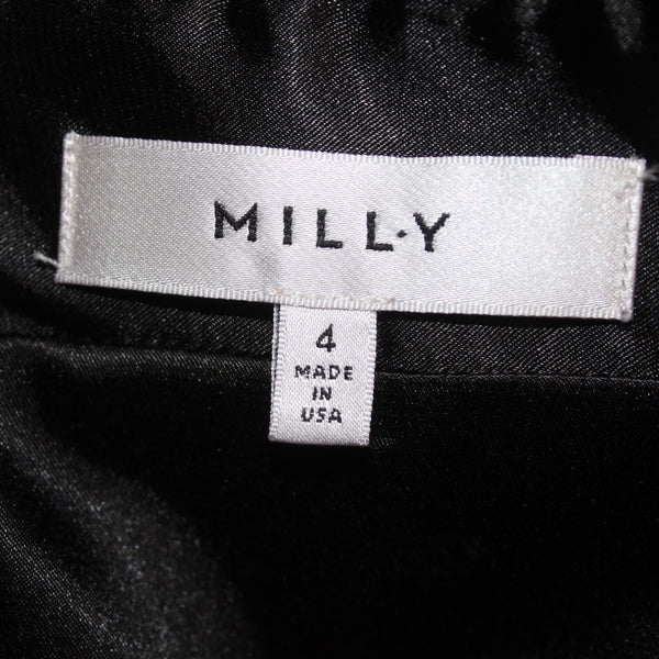 Milly Skirt Sz 4 Gray Black Pleated Zipper Pockets Above Knee Wool Poly Skirt