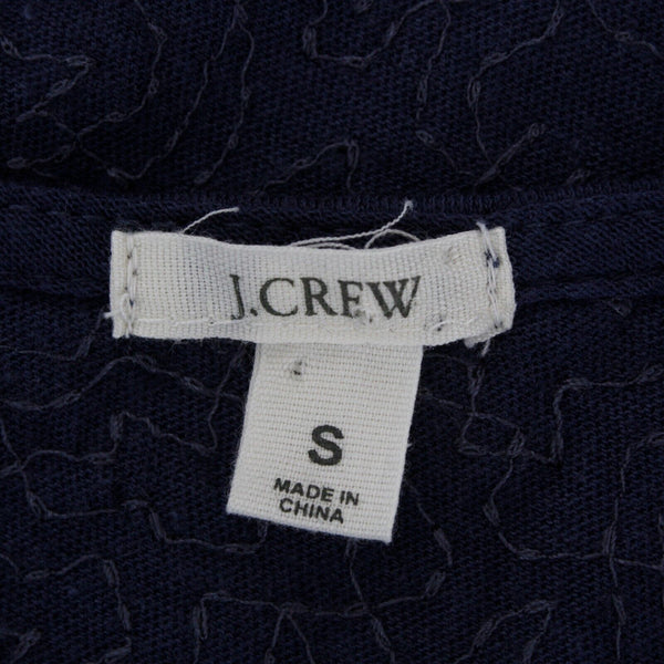 J Crew Sz S Navy Blue All Over Sequin Scoop Neck Cotton Modal Linen Knit Top