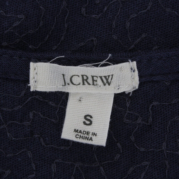 J Crew Sz S Navy Blue All Over Sequin Scoop Neck Cotton Modal Linen Knit Top