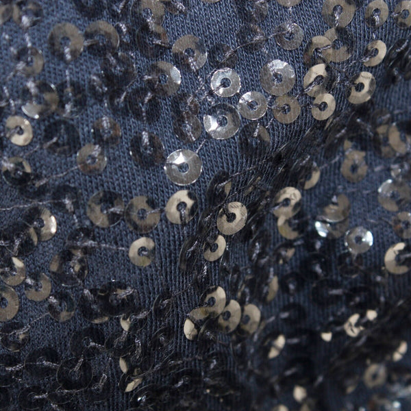 J Crew Sz S Navy Blue All Over Sequin Scoop Neck Cotton Modal Linen Knit Top