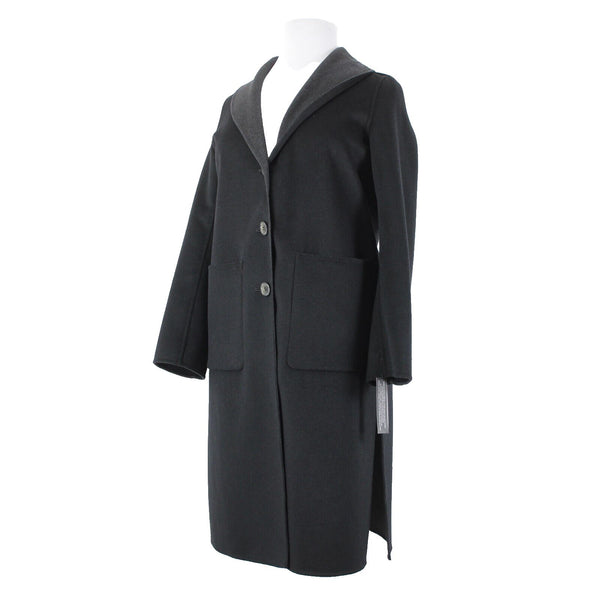 Tahari NEW $300 Sz L Black Shawl Collar Pocket Wool Blend Poly Lined Dress Coat