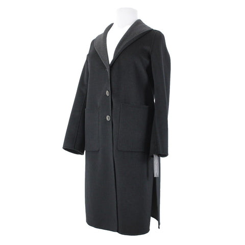 Tahari NEW $300 Sz L Black Shawl Collar Pocket Wool Blend Poly Lined Dress Coat
