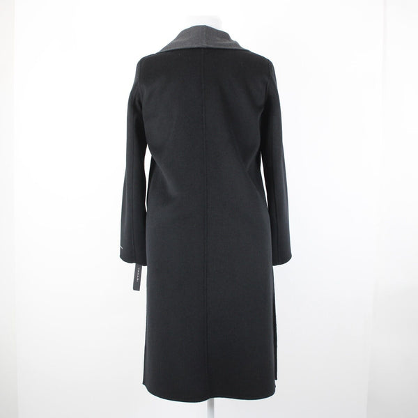 Tahari NEW $300 Sz L Black Shawl Collar Pocket Wool Blend Poly Lined Dress Coat