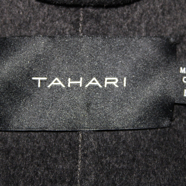 Tahari NEW $300 Sz L Black Shawl Collar Pocket Wool Blend Poly Lined Dress Coat