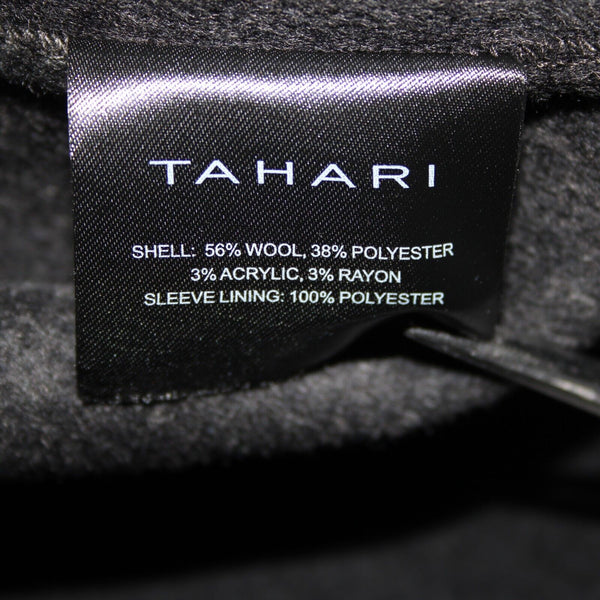 Tahari NEW $300 Sz L Black Shawl Collar Pocket Wool Blend Poly Lined Dress Coat