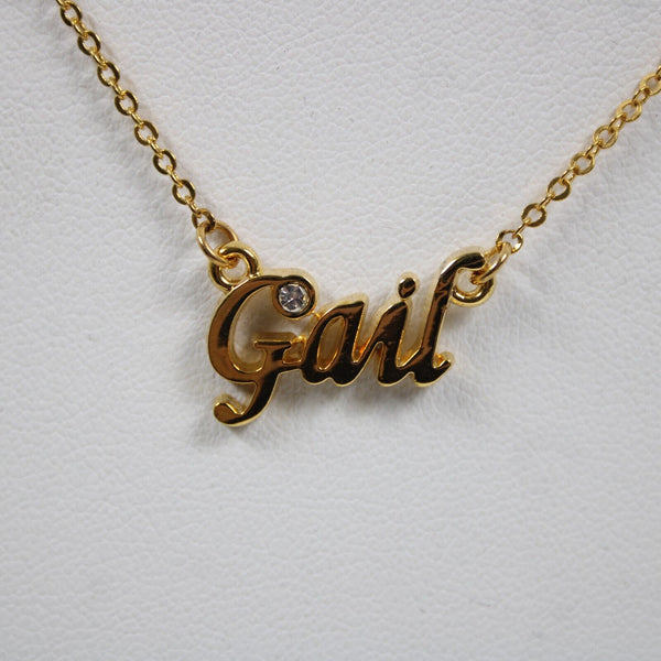 GAIL NEW Name Goldtone Rhinestone Accent 14.5" w 4.5 Multi Ring Ext Necklace