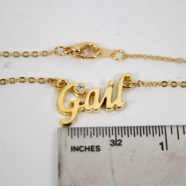 GAIL NEW Name Goldtone Rhinestone Accent 14.5" w 4.5 Multi Ring Ext Necklace