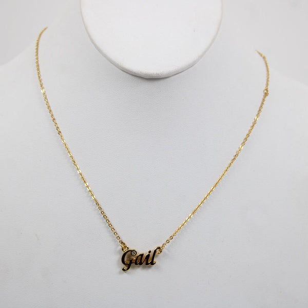 GAIL NEW Name Goldtone Rhinestone Accent 14.5" w 4.5 Multi Ring Ext Necklace