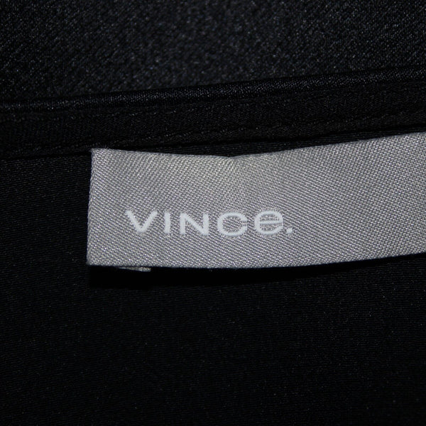 Vince. NEW $425 Sz L Black Midi 3/4 Sleeve Side Slit 100% Silk Tunic Dress