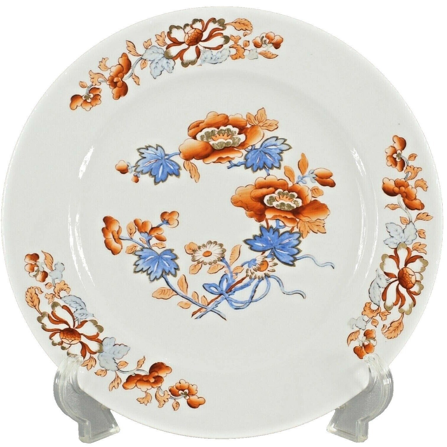 Royal Worcester 10.5" White Rust Blue Gold Porcelain Dinner Plate