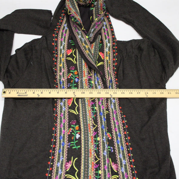 Biya Jacket Sz S Brown Multi Colored Hood Embroidered Pockets 100% Cotton Jacket