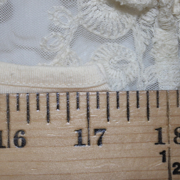 Sundance Top Sz 10 Cream Lace 2 Piece Collared Asymmetrical Cotton Nylon Top