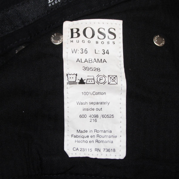 Hugo Boss Jeans Alabama Sz 36 x 34 Black Pockets Straight Leg 100% Cotton Jeans