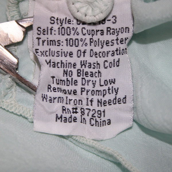 Johnny Was Top Sz M Aqua Blue Multi Color Embroidered Sheer 100% Rayon Poly Top