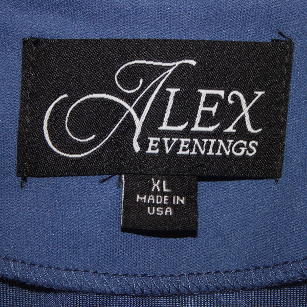 Alex Evenings Sz XL Med Blue Black White Metallic 3/4 Slv Knit Acetate Jacket