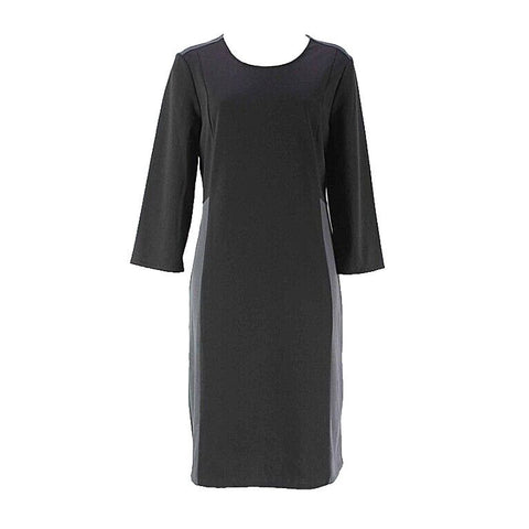 Dennis Basso Sz S Black Charcoal Side Shoulder 3/4 Sleeve Poly Blend Dress