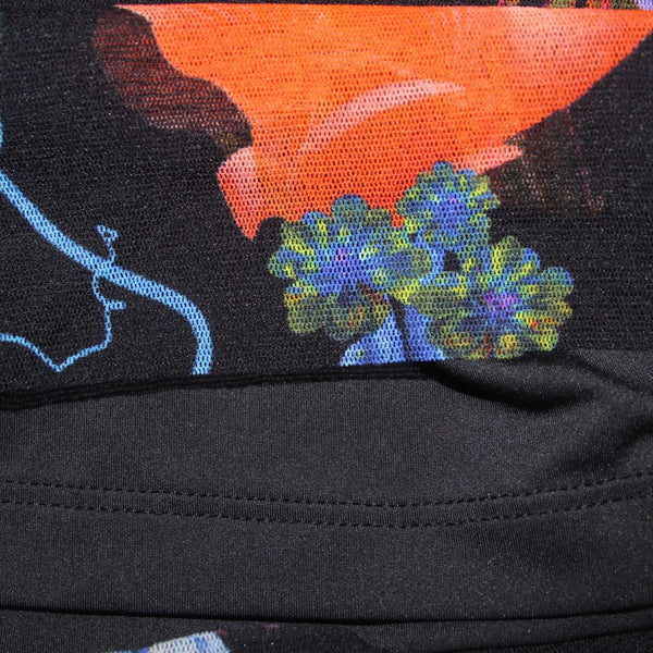 Fuzzi Jumpsuit NEW Sz XL Black Multi Color Floral 100% Polyamid Nylon Jumpsuit