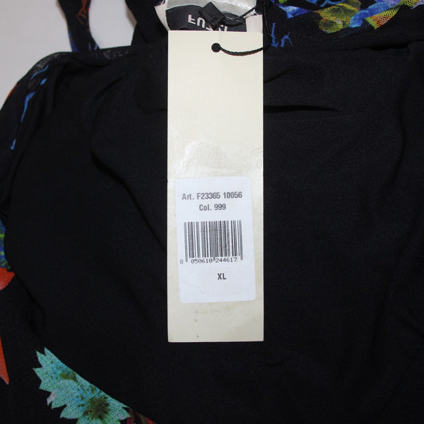 Fuzzi Jumpsuit NEW Sz XL Black Multi Color Floral 100% Polyamid Nylon Jumpsuit