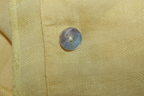 Travel Smith Sz MP Yellow Striped Tab Sleeve Rayon Linen Top