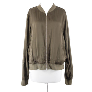 Michael Stars NEW $198 Canopy Sz M Green Cash Bomber Satin Lined Viscose Jacket