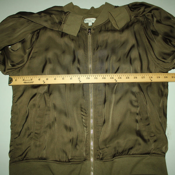 Michael Stars NEW $198 Canopy Sz M Green Cash Bomber Satin Lined Viscose Jacket