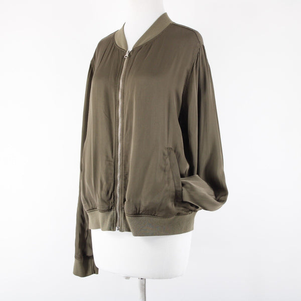 Michael Stars NEW $198 Canopy Sz M Green Cash Bomber Satin Lined Viscose Jacket