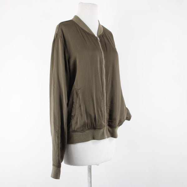 Michael Stars NEW $198 Canopy Sz M Green Cash Bomber Satin Lined Viscose Jacket