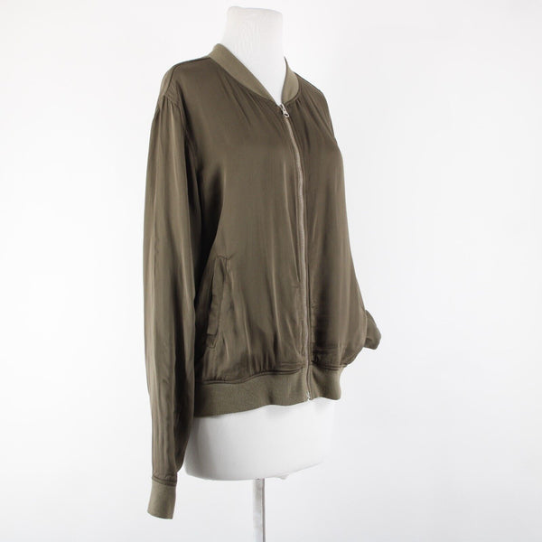 Michael Stars NEW $198 Canopy Sz M Green Cash Bomber Satin Lined Viscose Jacket
