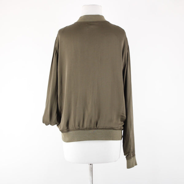 Michael Stars NEW $198 Canopy Sz M Green Cash Bomber Satin Lined Viscose Jacket