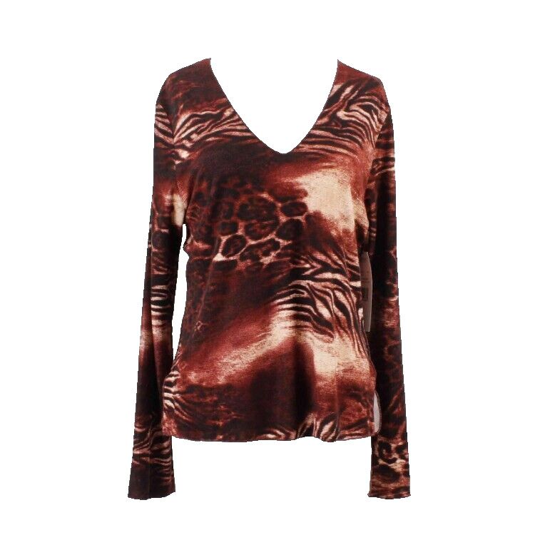 Karen Kane NEW $58 Sz L Burgundy Multi Faux Suede Split Sides Poly Knit Top