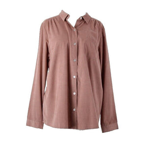 J Jill Corduroy NEW Sz M Chai Latte Pink Collared Buttons Cotton Lyocell Top