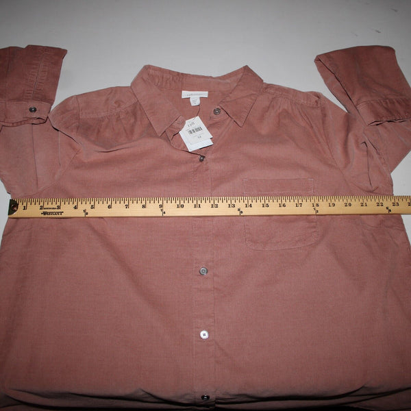 J Jill Corduroy NEW Sz M Chai Latte Pink Collared Buttons Cotton Lyocell Top